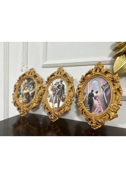 Vintage Tarzı El Yapımı Duvar Tablo 3lü Set 26 cm