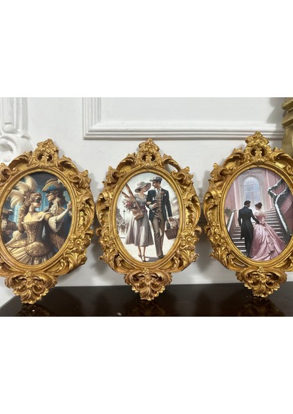 Vintage Tarzı El Yapımı Duvar Tablo 3lü Set 26 cm modelleri