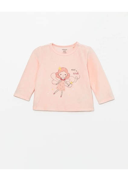 Lcw Baby Pembe Bisiklet Yaka Kadife Kız Bebek Pijama Takımı