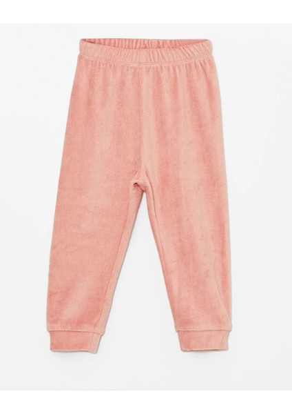 Lcw Baby Pembe Bisiklet Yaka Kadife Kız Bebek Pijama Takımı