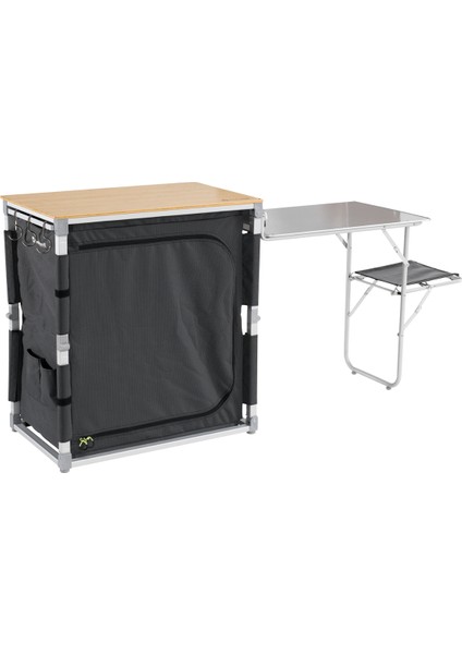 Padres Storage Unit W. Side Table Bambu Portatif Kamp Mutfağı
