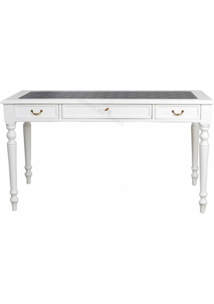 Tornalı Country Beyaz Ahşap Çalışma Masası – 140 cm