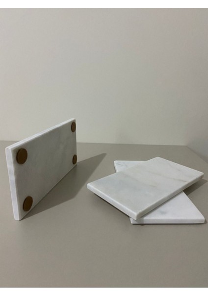 Doğal Mermer Yağdanlık ve Sabunluk Standı, Beyaz, 21x12 cm