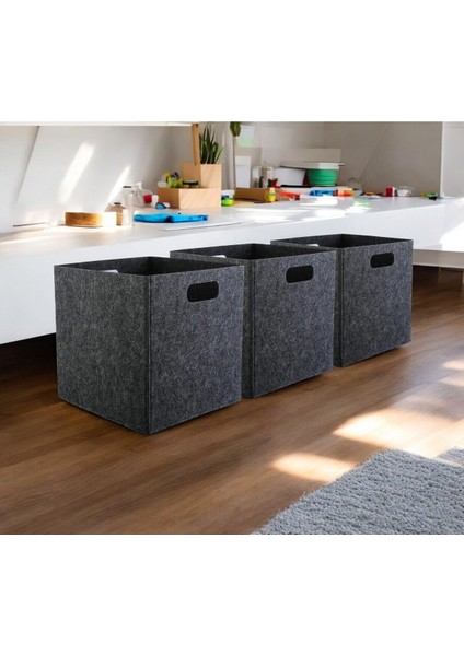 Çamaşır Sepeti Oyuncak Sepeti Küçük Boy Çok Amaçlı Organizer 3 mm Keçe 22X22X22 cm indirimleri