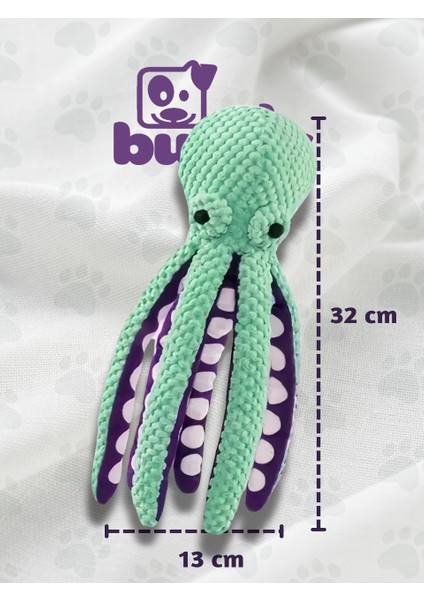Mint Yeşil Peluş Ahtapot - Ananas Dokuma - Çiğnemeye Karşı Dirençli