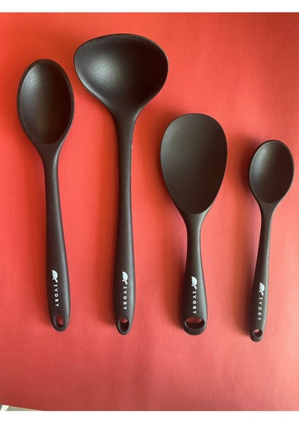Isıya Dayanıklı Silikon Seti 5 Parça, Kepçe ve Kaşık, Siyah, 20-28cm fiyatları