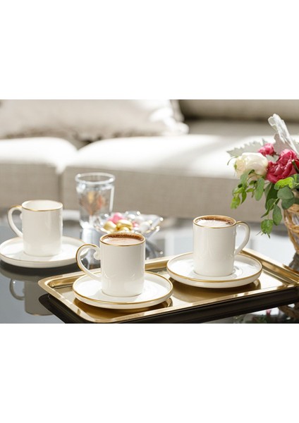 Marella Porselen 6 Kişilik Kahve Fincan Takımı 85 ml Gold