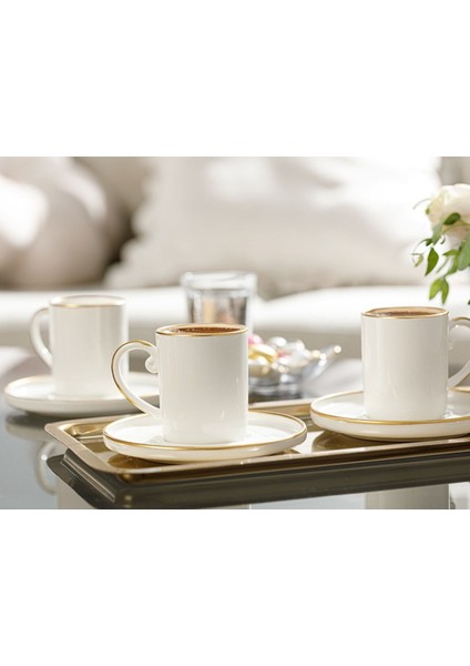 Marella Porselen 6 Kişilik Kahve Fincan Takımı 85 ml Gold