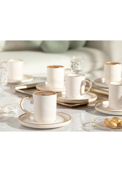 Marella Porselen 6 Kişilik Kahve Fincan Takımı 85 ml Gold