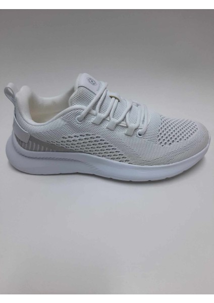 Beyaz Renk Triko Hafif Beyaz Taban Rahat Bağcıklı Esnek Yazlık Erkek Ayakkabı