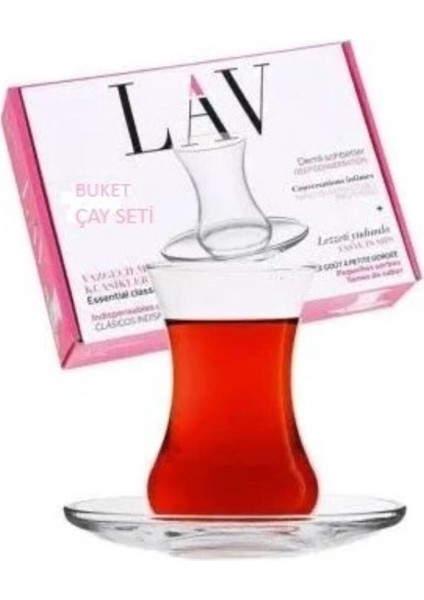 Buket 12'li Çay Seti - ( 6 Çay Bardağı + 6 Çay Tabağı )