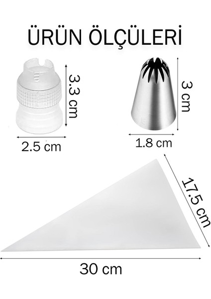 10'lu Krema Sıkma Torbası Seti, Paslanmaz Çelik, 9 Farklı Başlık, Pasta ve Kurabiye Şekillendirme fiyatları