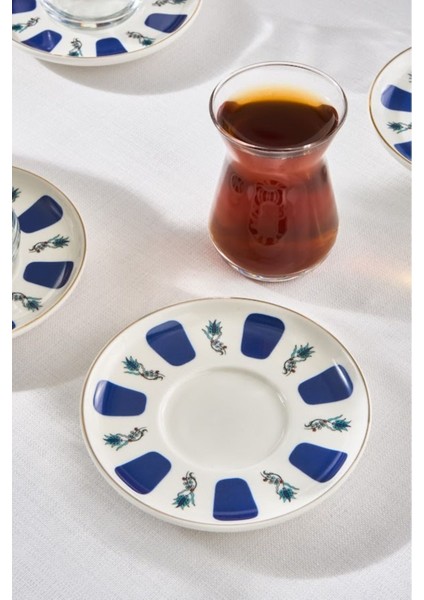 İznik 6 Kişilik 12 Parça Cam Çay Seti, 132 ml, Beyaz