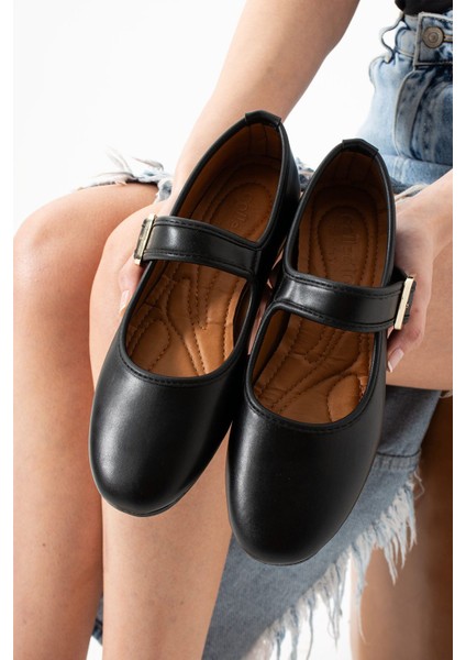 Hova Bant Detaylı Cilt Yuvarlak Burun Düz Taban Günlük Kadın Babet fırsatları