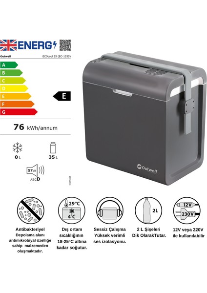 Ecocool 35 Litre 12V/220V Portatif Soğutucu Grey
