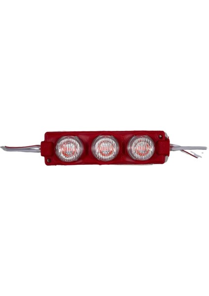24 Volt Kırmızı 3 Watt 3 Lü Lensli 3030 Reklamcı Modül (10 Adet)