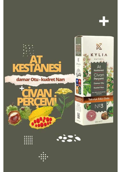 At Kestanesi, Kudret Narı, Civan Perçemi ve Damar Otu Ekstraktı