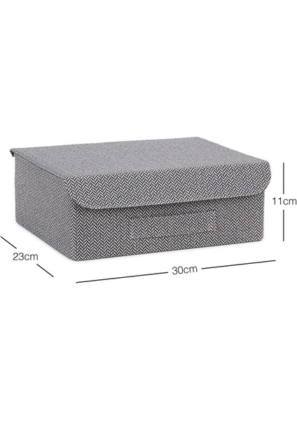 Antrasit Dokulu Kapaklı Dolap Çekmece Içi Takı Çamaşır Katlanır Saklama Kutusu Organizer 30 x 23 x 11