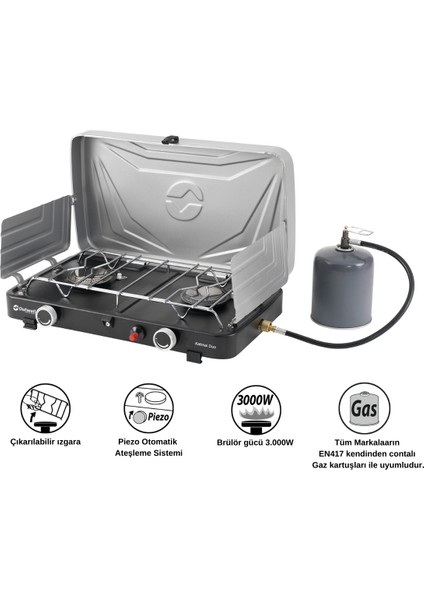 Katmai Duo Stove Çift Brülörlü Kompakt Portatif Ocak