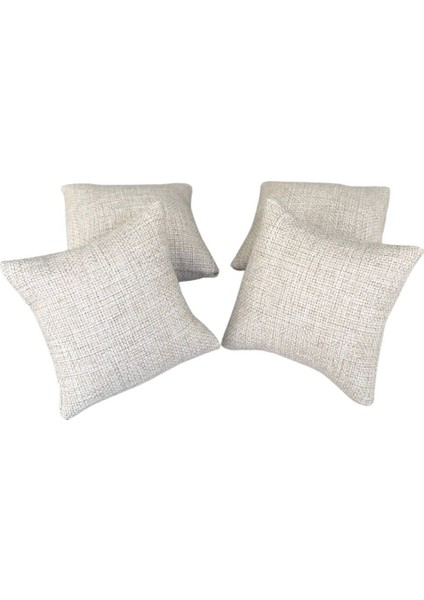 Yastık Düzenleyici (4 Adet) Hasır Keten Bileklik & Saat Ve Kelepçe 8x8 cm
