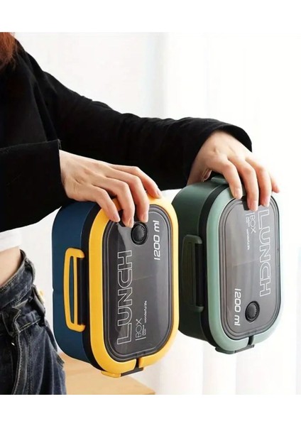 2 Katlı Taşınabilir Yemek Kabı Lunch Box Diyet Beslenme Kutusu Saklama Kabı Çatal Kaşıklı Sefer Tas