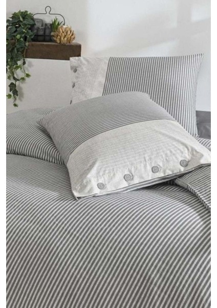 Mlvx Çift Kişilik Ranforce Nevresim Takımı Natural Line Gri Mlv Blsm