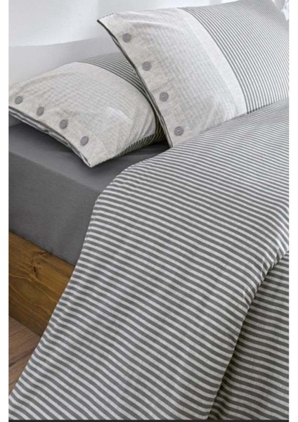 Mlvx Çift Kişilik Ranforce Nevresim Takımı Natural Line Gri Mlv Blsm