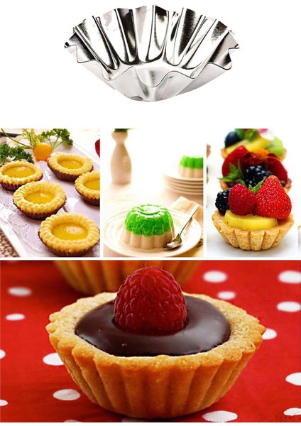 12 Adet Paslanmaz Mini Kek Kalıbı, Cupcake, Tart, Tartolet, Brownie, Topkek, Muffin Kalıbı