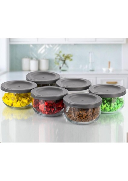 Renkli Cam Saklama Kabı Seti, 6 Parça, Pratik ve Şık Saklama Çözümü