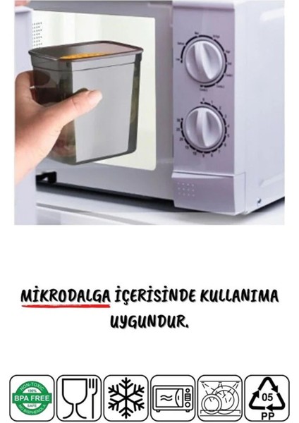 12 Adet 2 Litre (2000 Ml) Dikdörtgen Saklama Kabı - Baharatlık-Kuru Gıda-Kuruyemiş
