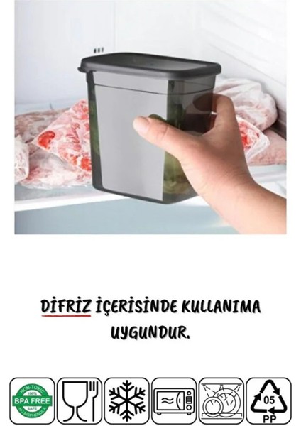 12 Adet 2 Litre (2000 Ml) Dikdörtgen Saklama Kabı - Baharatlık-Kuru Gıda-Kuruyemiş