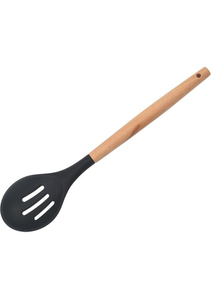Bambu Saplı 5 Parça Silikon Mutfak Seti, BPA Free, Siyah Renkli