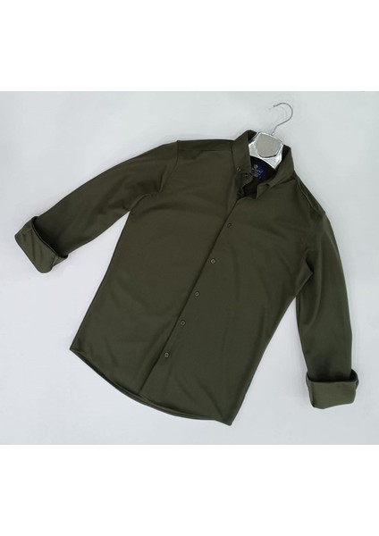 Panotti Slim Fit Uzun Kol Örme Erkek Gömlek
