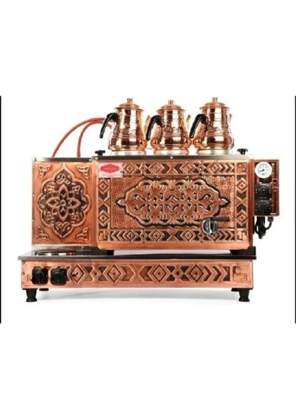 Osmanlı Doğalgaz ve Elektrikli Tiryaki Marka 3 Demlikli Çay Kazanı Full Otomotik Çay Ocağı Kazanı