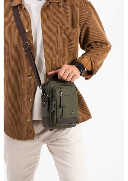 Kanvas Kumaş Erkek Postacı Çanta Omuz Çantası 20*12 cm Çapraz Askılı Omuz Çantası Mega Çanta