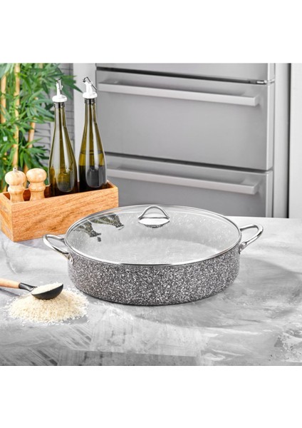 Taç Ultra Granit Basık Tencere Metal Saplı 36 cm modelleri
