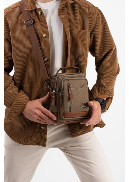 Kanvas Kumaş Erkek Postacı Çanta Omuz Çantası 20*12 cm Çapraz Askılı Omuz Çantası Mega Çanta