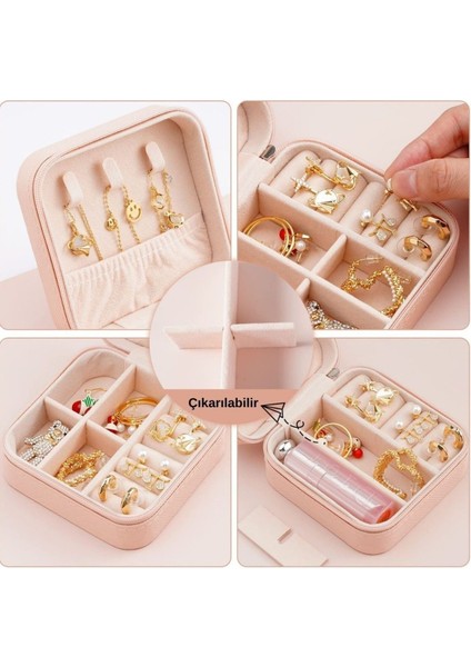Seyahat Boy Takı Organizer Kutusu Mücevher Aksesuar Çantası Yüzük Küpe Düzenleyici Pudra 111 modelleri