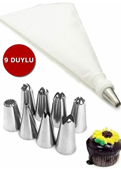 Metal 9 Duylu Krema Torbası Seti - 9 Uçlu Krema Sıkma Torbası