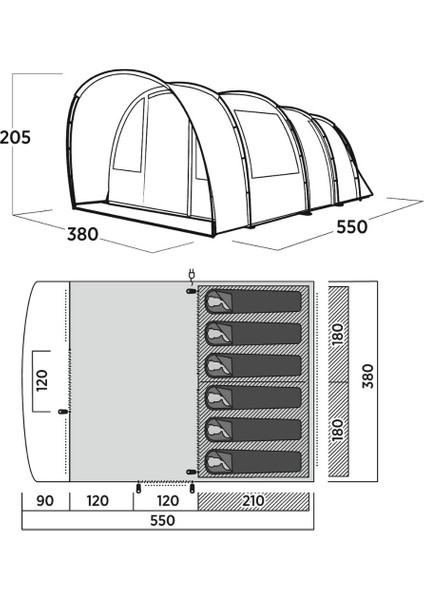 Skarvan 6 Blackroom 21 M² & 6 Kişilik Yüksek Aile Çadırı