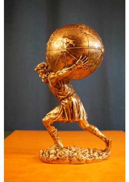 Atlas Biblo Güçlü ve Etkileyici Tasarım: 30 cm Atlas Heykel Ev Dekor Hediyelik Aksesuar
