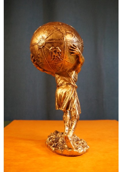 Atlas Biblo Güçlü ve Etkileyici Tasarım: 30 cm Atlas Heykel Ev Dekor Hediyelik Aksesuar