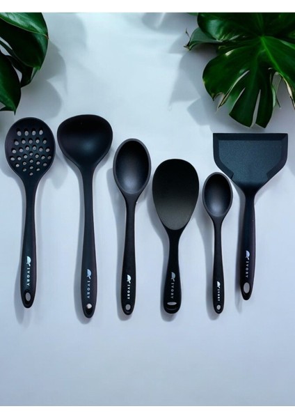 Isıya Dayanıklı 6 Parça Silikon Mutfak Seti Siyah, Şık ve Kullanışlı