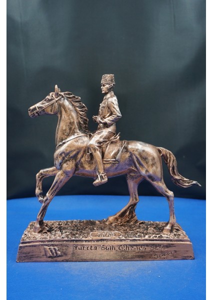 Mustafa Kemal Atatürk Atlı Heykeli Biblo – Özel Tasarım 25 cm Ev Ofis Dekor Hediyelik Aksesuar