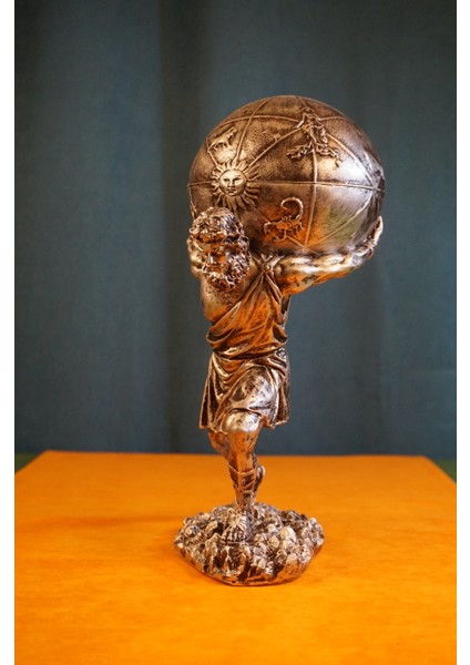 Atlas Biblo Güçlü ve Etkileyici Tasarım: 30 cm Atlas Heykel Ev Dekor Hediyelik Aksesuar