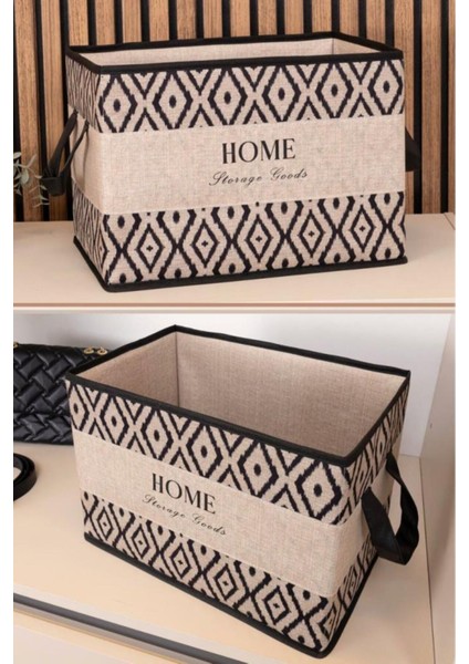 Home Storage Goods Dekoratif Kulplu Saklama Kutusu, Çok Amaçlı Kutu ve Dolap Raf Düzenleyici 22 x 34 x