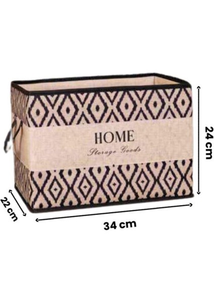 Home Storage Goods Dekoratif Kulplu Saklama Kutusu, Çok Amaçlı Kutu ve Dolap Raf Düzenleyici 22 x 34 x