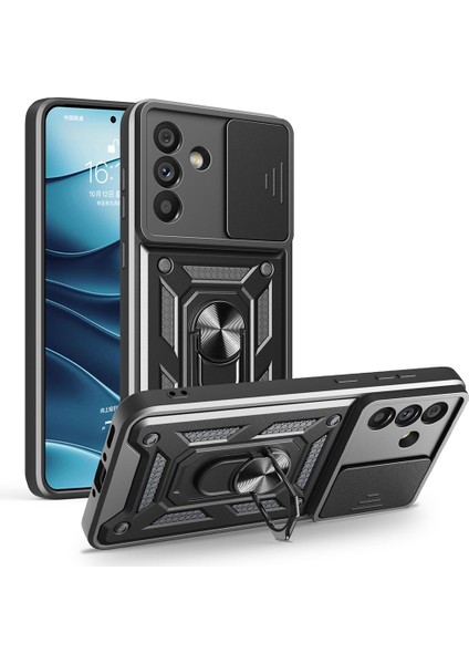 Samsung Galaxy A56 Kılıf Magnetik Standlı Kamera Korumalı Zore Sürgülü Vega Kapak