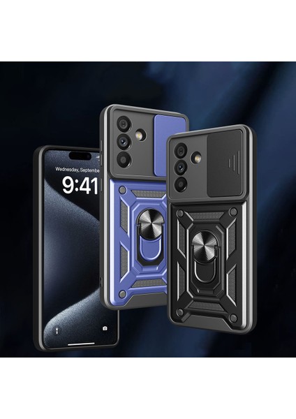 Samsung Galaxy A56 Kılıf Magnetik Standlı Kamera Korumalı Zore Sürgülü Vega Kapak modelleri
