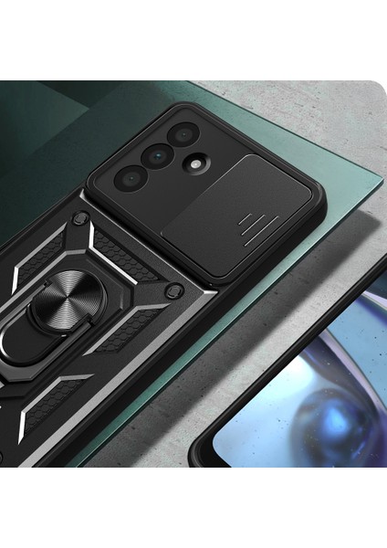 Samsung Galaxy A36 Kılıf Magnetik Standlı Kamera Korumalı Zore Sürgülü Vega Kapak indirimleri